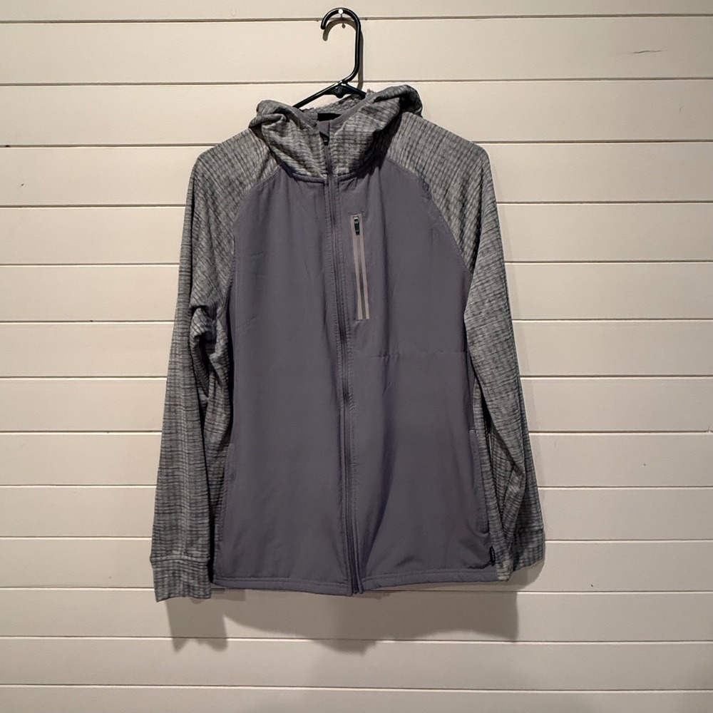 Waffle Knit Full Zip Hoodie Jacketβ Men's Large Gray Athleisure Jockey Sport